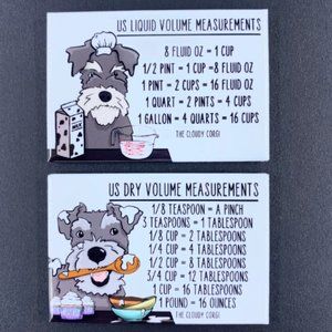 Schnauzer Dog Measuring Chart Magnet Set Handmade Kitchen Cooking Baking Guide
